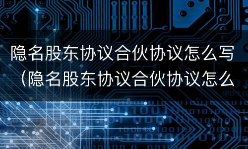 隐名股东协议合伙协议怎么写（隐名股东协议合伙协议怎么写的）