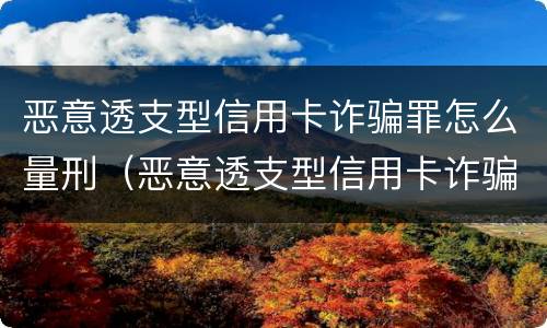 恶意透支型信用卡诈骗罪怎么量刑（恶意透支型信用卡诈骗罪怎么量刑的）