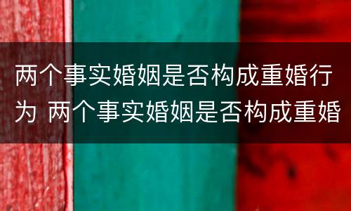 两个事实婚姻是否构成重婚行为 两个事实婚姻是否构成重婚行为的标准