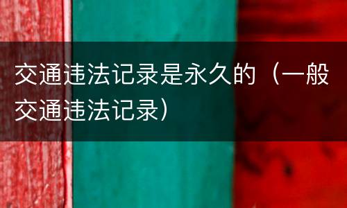 交通违法记录是永久的（一般交通违法记录）