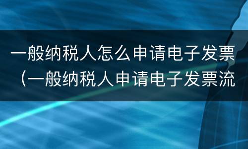 一般纳税人怎么申请电子发票（一般纳税人申请电子发票流程）