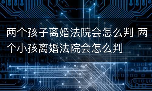 两个孩子离婚法院会怎么判 两个小孩离婚法院会怎么判