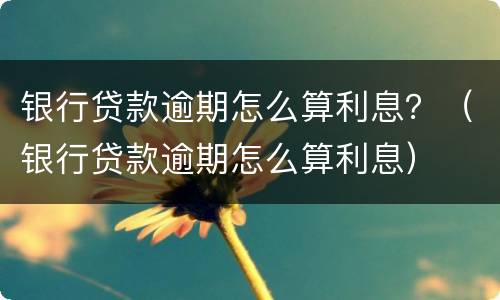银行贷款逾期怎么算利息？（银行贷款逾期怎么算利息）