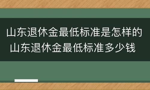 山东退休金最低标准是怎样的 山东退休金最低标准多少钱