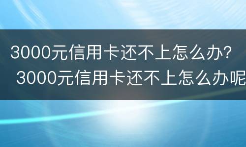 3000元信用卡还不上怎么办？ 3000元信用卡还不上怎么办呢