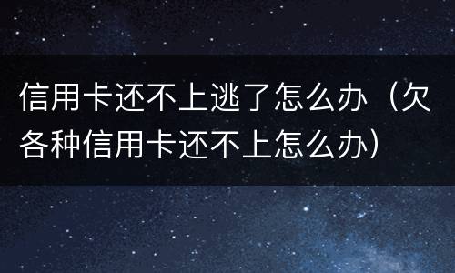 信用卡还不上逃了怎么办（欠各种信用卡还不上怎么办）