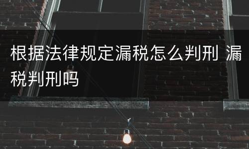 根据法律规定漏税怎么判刑 漏税判刑吗