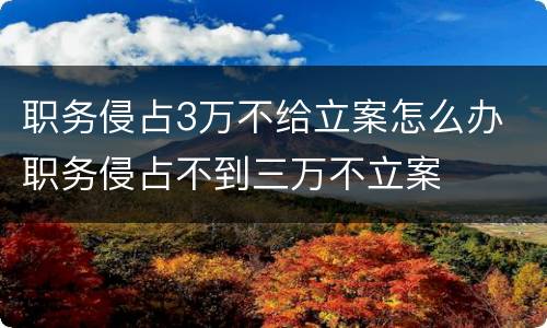 职务侵占3万不给立案怎么办 职务侵占不到三万不立案