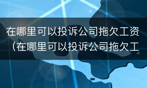 在哪里可以投诉公司拖欠工资（在哪里可以投诉公司拖欠工资的人）
