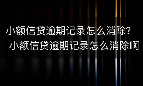 小额信贷逾期记录怎么消除？ 小额信贷逾期记录怎么消除啊