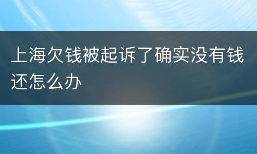 上海欠钱被起诉了确实没有钱还怎么办