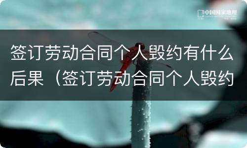 签订劳动合同个人毁约有什么后果（签订劳动合同个人毁约有什么后果嘛）