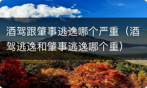 酒驾跟肇事逃逸哪个严重（酒驾逃逸和肇事逃逸哪个重）