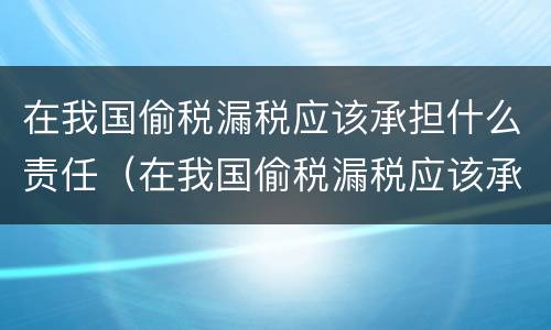 在我国偷税漏税应该承担什么责任（在我国偷税漏税应该承担什么责任呢）