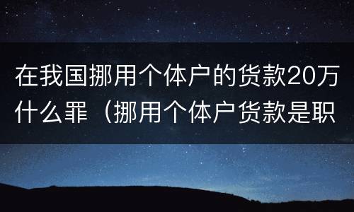 在我国挪用个体户的货款20万什么罪（挪用个体户货款是职务侵占吗）