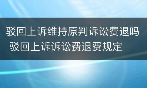 驳回上诉维持原判诉讼费退吗 驳回上诉诉讼费退费规定