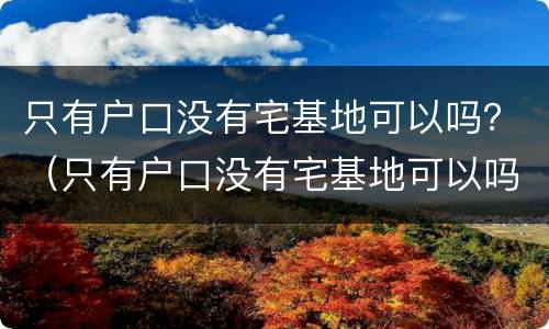 只有户口没有宅基地可以吗？（只有户口没有宅基地可以吗农村）
