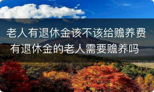 老人有退休金该不该给赡养费 有退休金的老人需要赡养吗