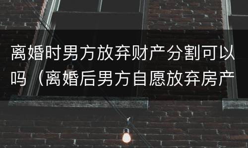 离婚时男方放弃财产分割可以吗（离婚后男方自愿放弃房产）