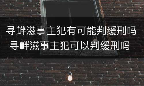 寻衅滋事主犯有可能判缓刑吗 寻衅滋事主犯可以判缓刑吗