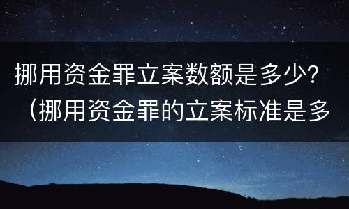 挪用资金罪立案数额是多少？（挪用资金罪的立案标准是多少）