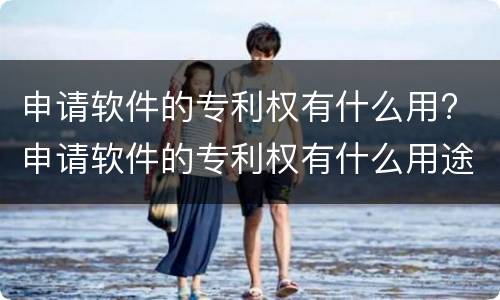 申请软件的专利权有什么用? 申请软件的专利权有什么用途