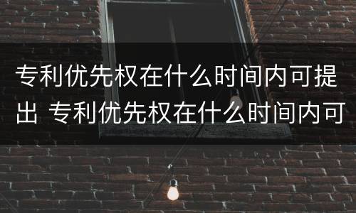 专利优先权在什么时间内可提出 专利优先权在什么时间内可提出申请