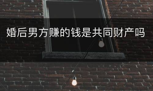婚后男方赚的钱是共同财产吗