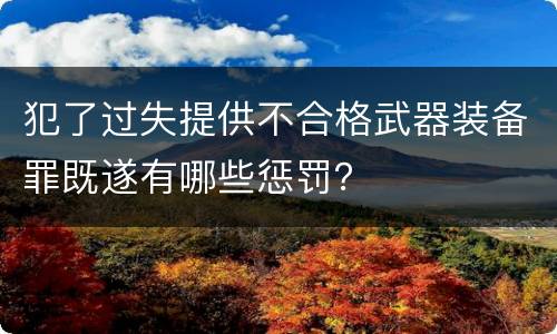 犯了过失提供不合格武器装备罪既遂有哪些惩罚？