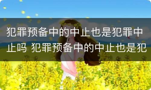 犯罪预备中的中止也是犯罪中止吗 犯罪预备中的中止也是犯罪中止吗为什么