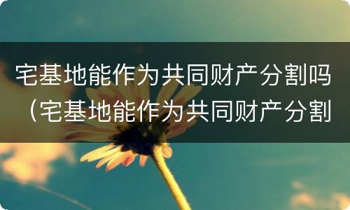 宅基地能作为共同财产分割吗（宅基地能作为共同财产分割吗）