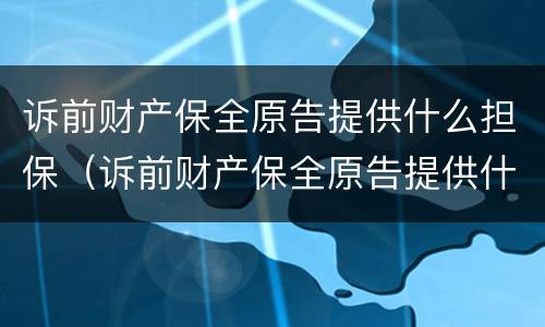诉前财产保全原告提供什么担保（诉前财产保全原告提供什么担保资料）