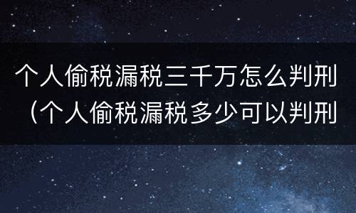 个人偷税漏税三千万怎么判刑（个人偷税漏税多少可以判刑）