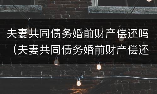 夫妻共同债务婚前财产偿还吗（夫妻共同债务婚前财产偿还吗法律规定）