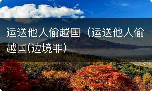 运送他人偷越国（运送他人偷越国(边境罪）