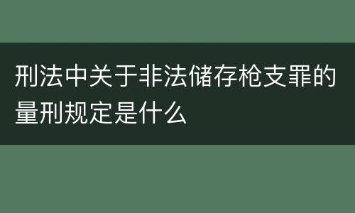 刑法中关于非法储存枪支罪的量刑规定是什么