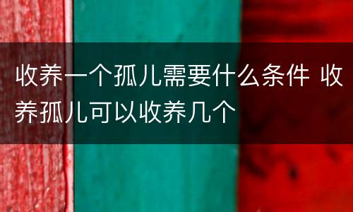 收养一个孤儿需要什么条件 收养孤儿可以收养几个