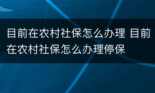 目前在农村社保怎么办理 目前在农村社保怎么办理停保