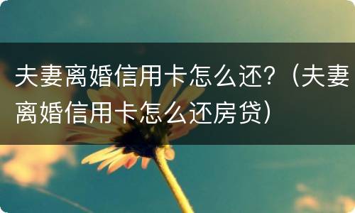夫妻离婚信用卡怎么还?（夫妻离婚信用卡怎么还房贷）