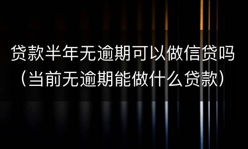 贷款半年无逾期可以做信贷吗（当前无逾期能做什么贷款）