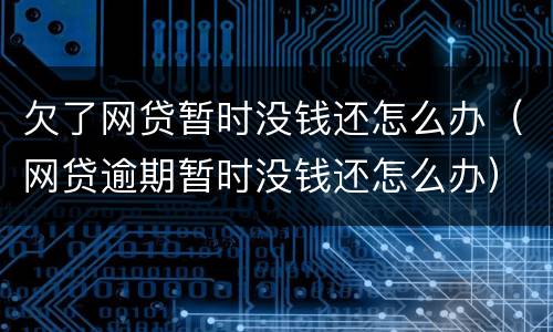 欠了网贷暂时没钱还怎么办（网贷逾期暂时没钱还怎么办）
