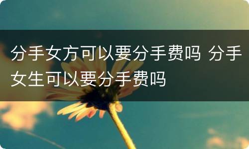 分手女方可以要分手费吗 分手女生可以要分手费吗