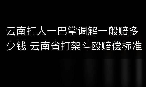 云南打人一巴掌调解一般赔多少钱 云南省打架斗殴赔偿标准