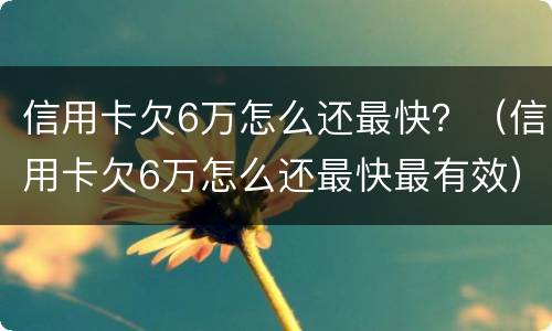 信用卡欠6万怎么还最快？（信用卡欠6万怎么还最快最有效）