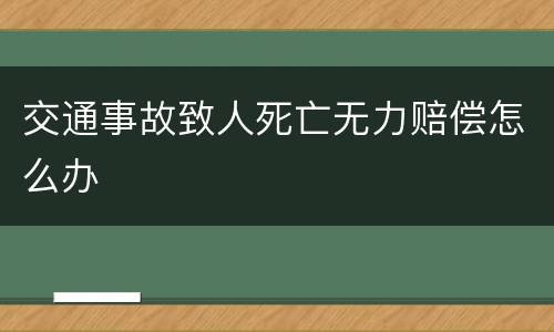 交通事故致人死亡无力赔偿怎么办