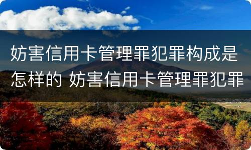妨害信用卡管理罪犯罪构成是怎样的 妨害信用卡管理罪犯罪构成是怎样的罪名