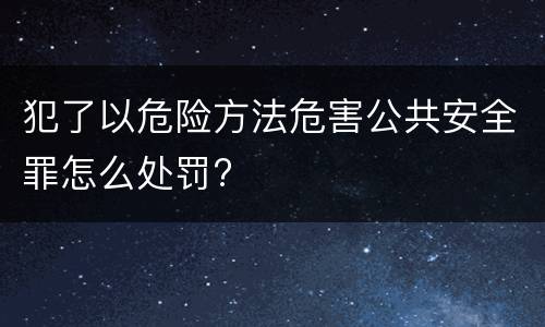 犯了以危险方法危害公共安全罪怎么处罚?
