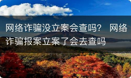 网络诈骗没立案会查吗？ 网络诈骗报案立案了会去查吗