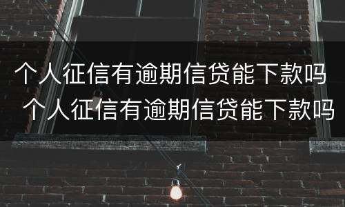 个人征信有逾期信贷能下款吗 个人征信有逾期信贷能下款吗