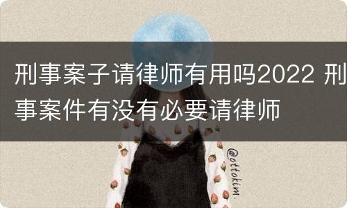 刑事案子请律师有用吗2022 刑事案件有没有必要请律师